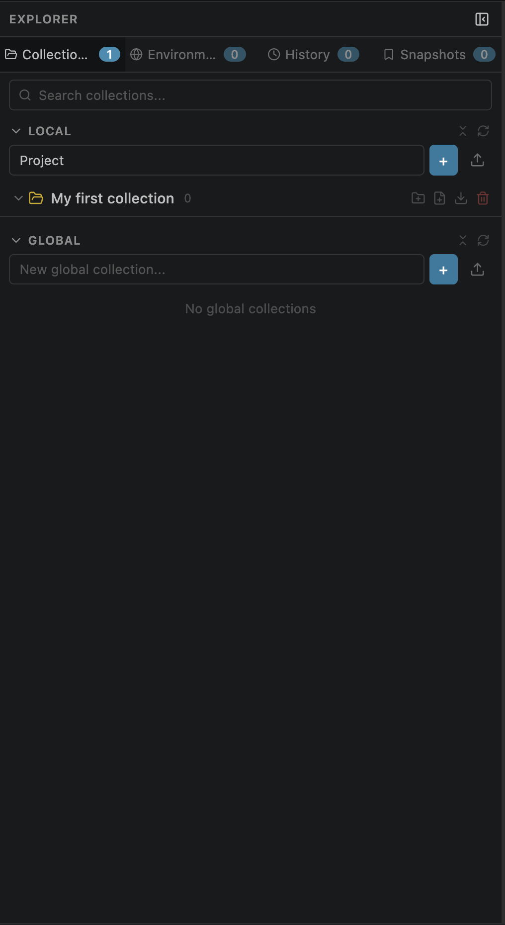 Collections sidebar with a new collection created